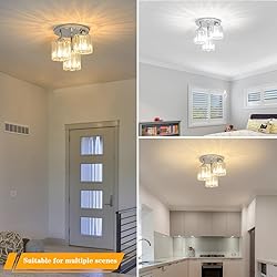 Lxybcce Crystal Ceiling Light Fixture, Chrome Semi