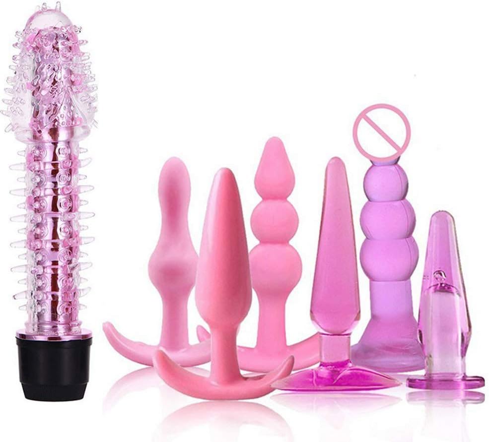 Kingkun 5PCS Silicone Amal Plug Set-Adult Health Six Toy Amal Bead Vibrant Toy Couple Beginners (7 Pcs Pink)