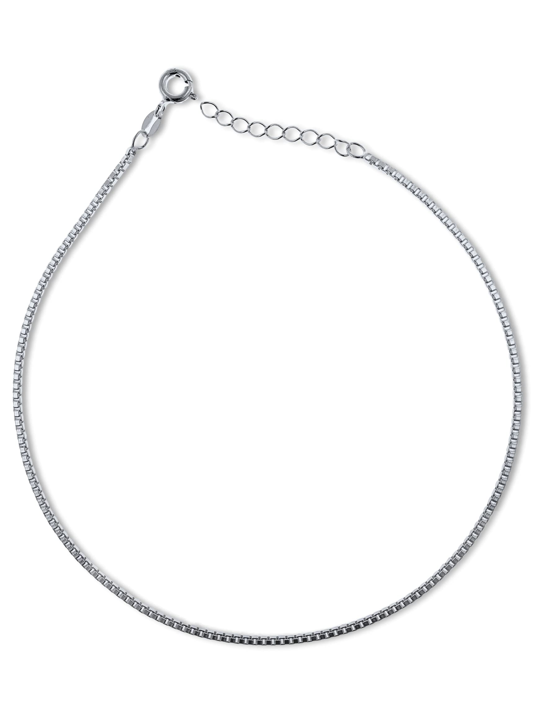 Designer Inspirations Boutique 11.5 Inch Extra Large Length Venetian Box Link Sterling Silver Anklet/Ankle Bracelet/Ankle Chain - Adjustable 10.5" - 11.5" Inch / 26 to 29 cm
