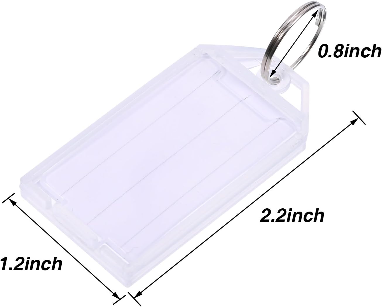 50 Pack White Plastic Key Tags With Split Ring Holder Label Window Luggage Label Tags Key Ring Keychain, 2.2 x 1.2 inches - Image 4