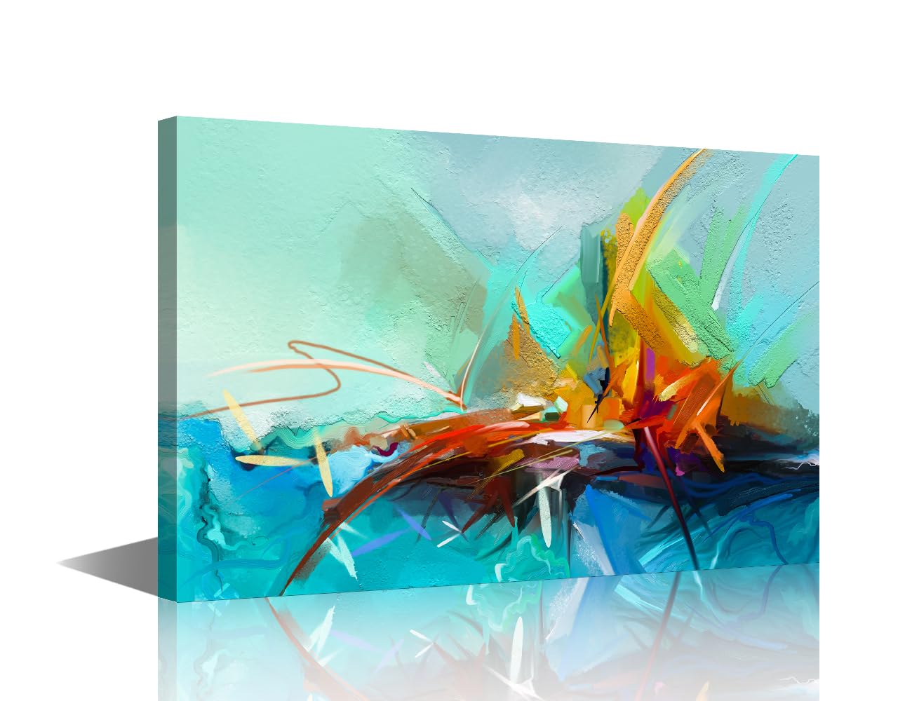 Abstract Colorful Texture Canvas Painting Wall Art Framed for Home Decor - Living Room Ready to Hang (24"Wx16"H)
