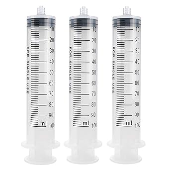 3 Pack 100ml Syringes Luer Lock Large Plastic Syringe For Scientific Labs And Liquid Dispensing Metric Multiple Uses Amazon Com Industrial Scientific