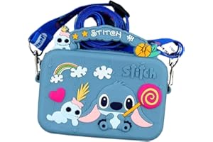 LILO AND STITCH Cartoon Stitch Crossbody bag with Adjustable Shoulder Strap, Handbag with Zipper, Badge Wallet with Lanyard, Wallet Purse Shoulder Bag Coin Pouch Accessories Money Bag for Girls