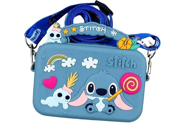 Cartoon Stitch Crossbody bag with Adjustable Shoulder Strap, Handbag with Zipper, Badge Wallet with Lanyard, Wallet Purse Shoulder Bag Coin Pouch Accessories Money Bag for Girls