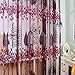 Binmer(TM)Window Curtains Leaf Hollow Window Screens Door Balcony Curtain Panel Sheer Cover (Red)