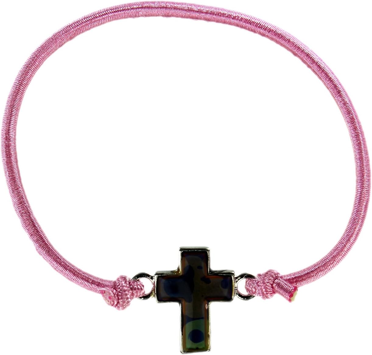 Mood Bracelet Cross Charm Light Pink Bracelet With Color Changing Mood Cross - Fashion Jewelry
