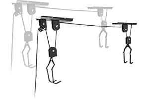 teraysun Bike Parking Rack Bike Storage Pulley System Bike Lift with 3 Pulleys and 45-foot Adjustable Rope 100 lb Capacity