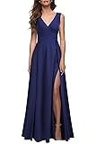 MUSHARE Women's V Neck Sleeveless Split Formal