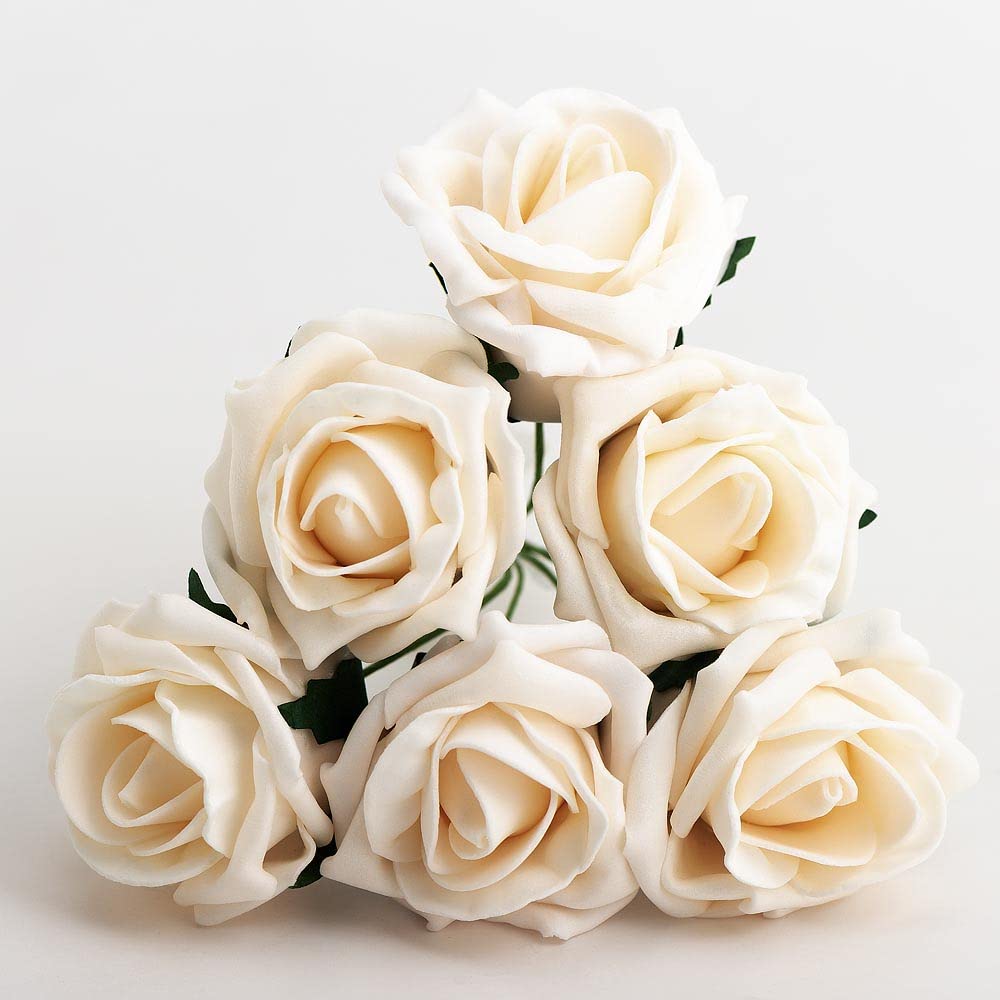 Italian Options Colourfast Artificial Foam Rose Flowers Wedding Bouquet, 5cm, Vintage Cream — image 1