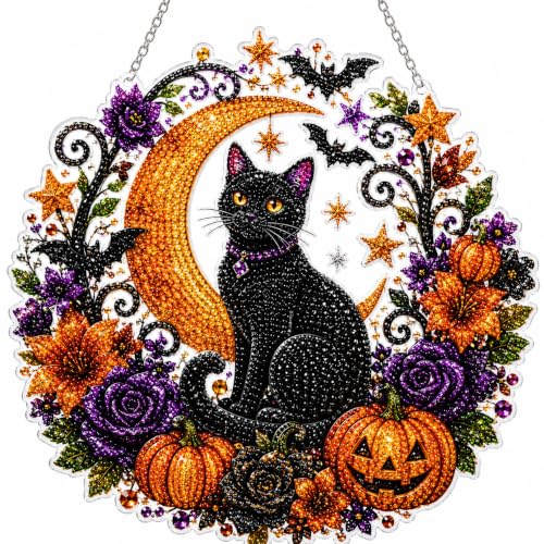Halloween Diamond Art Kits for Adults, DIY Acrylic Hanging Kit (Cat2) at Amazon