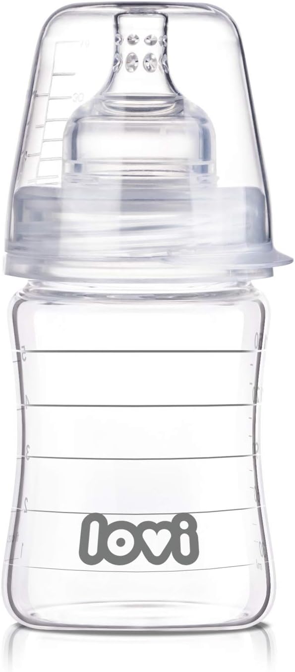 LOVI Anti-Colic Baby Feeding Glass Bottle with Dynamic Teat | 150 ml | Super Air Vent System | Protects The Sucking Reflex