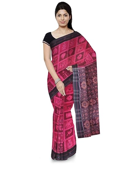 Odisha handloom Sambalpuri Handloom Womens Cotton Saree (Red)