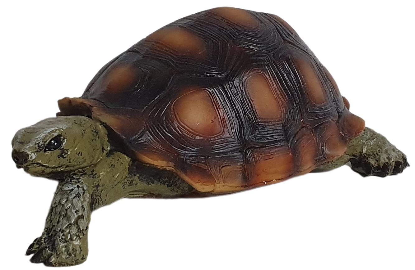 Bambelaa! Turtle figure garden sculpture decoration garden figure large for outside inside to stand approx. 15 x 9 x 6 cm green brown