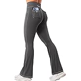 YEOREO CoreFlex Women Workout Mini Flare Leggings with Pockets Hidden Scrunch Cargo Gym Casual Denim-Look Yoga Pants