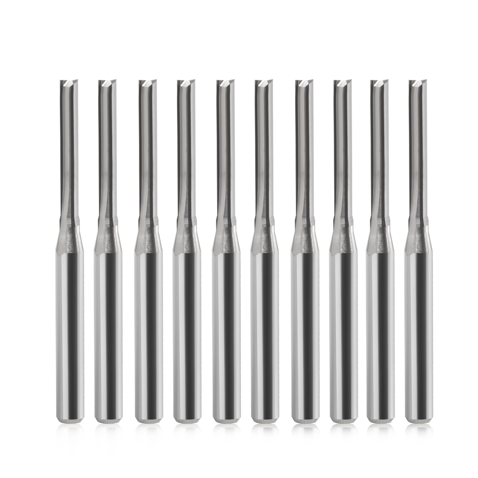 EU_HOZLY 3.175X2X15mm Two Flutes Straight End Mill Wood Cutters CNC Router Bit Pack of 10