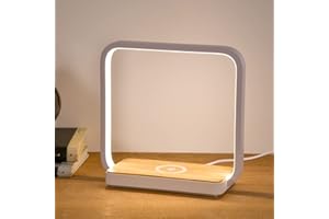blonbar Bedside Lamp Qi Charger LED Desk Lamp with Touch Control 3 Light Hues,Table Lamp Eye-Caring Reading Light for Kids, Adults, Home, Dorm and Office,Wireless Charge for All Qi Devices
