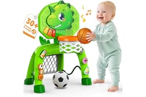 Toddler Basketball Hoop & Soccer Goal,Sport Toys with Light Sound Music for 12-18-36 Months Baby Boys Toddler,Toys for 1 2 3 