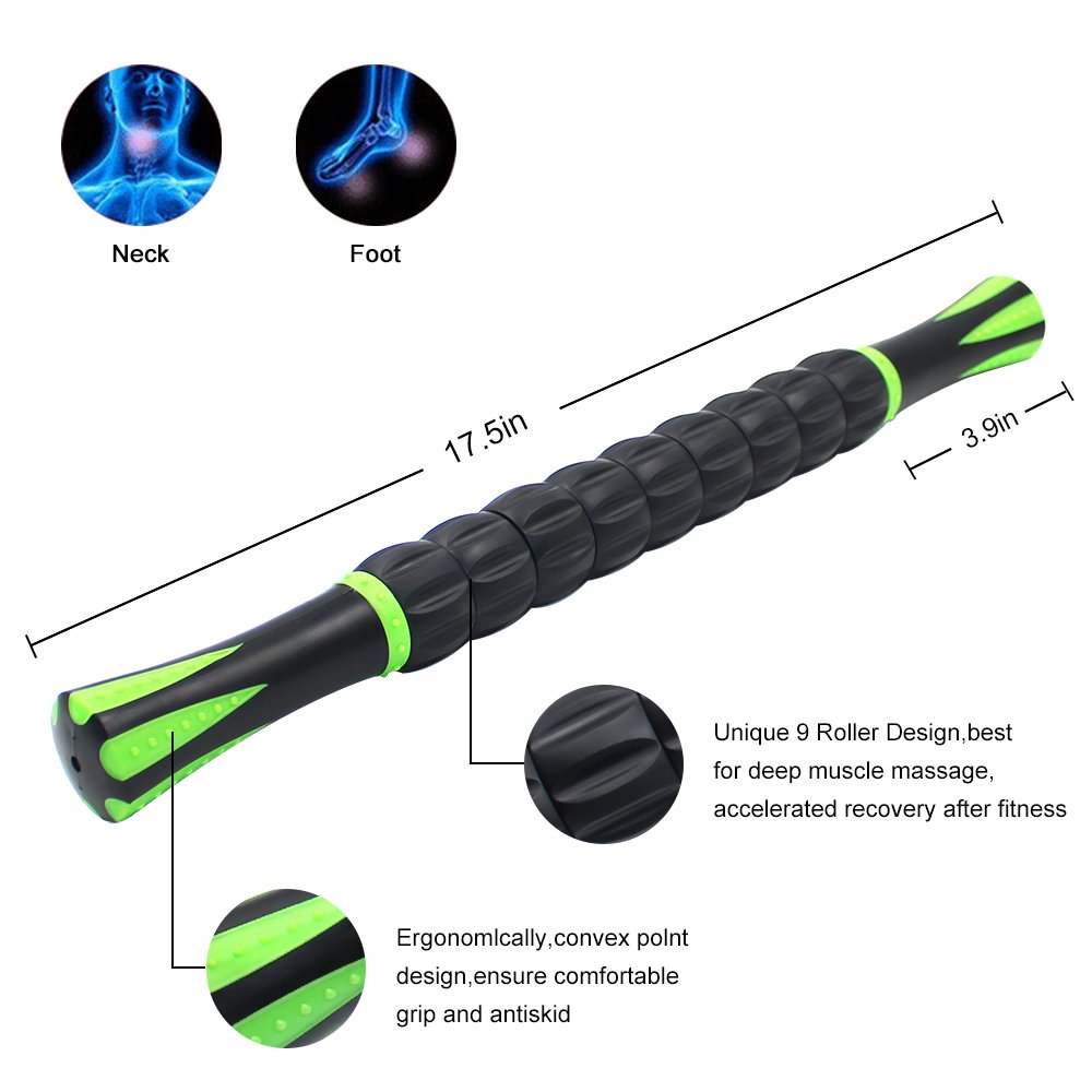 Hippih Muscle Roller Massage Stick Aid Recovery, Reduce Stiffness and Pain Reduce Risk of Injury Relief Muscle Soreness Compact and Lightweight Size Releasing Lactic Acid Buildup