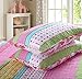 AAWFHRIE JUSTSWAG PDTXCLS Yasirona TOMENGBEIAABBCC Aeiniweraabbcc Best Comforter Set 3 Pieces Bedding Set Pink Dot Striped Floral Bedspread Quilt Sets for Girl Kids Children Cotton