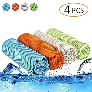 Augsun 4 Pack 40″×12″ Snap Cooling Towels,Super Absorbent Sports Towel for Neck, Fitness,Yoga