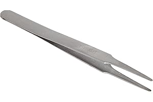 Erem EROP2ASA Stainless Steel Straight Tweezer, Large Flat Round Tip, Anti Magnetic, 4.75-Inch Overall Length