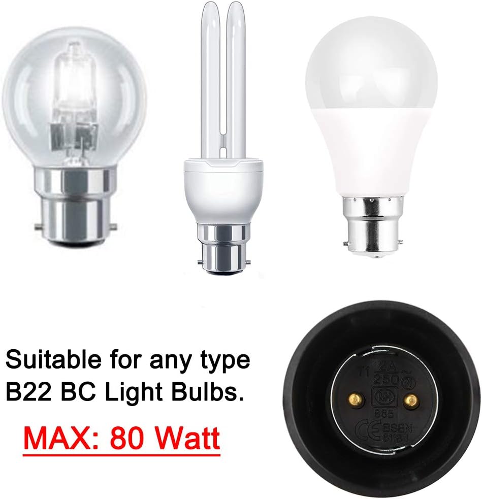 B22 Switch Light Lamp Holder BC Standard Pendant Lamp Fitting 10mm