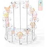 Display Stand Compatible with Sonny Angel, Acrylic 12-Slot Figure Shelf | Clear material display case for small dolls and trinkets on desks or shelves, tiered display stand keeps items neat
