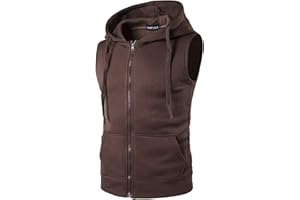 TOWMUS Mens Tank Top Hoodie Men's Sleeveless Zip Up Hooded Workout Tank Tops Muscle T Shirt Vests Jacket