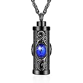 XIUDA Crystal Cremation Urn Necklace for Ashes Keepsake Stainless Steel Memorial Pendant with Flower