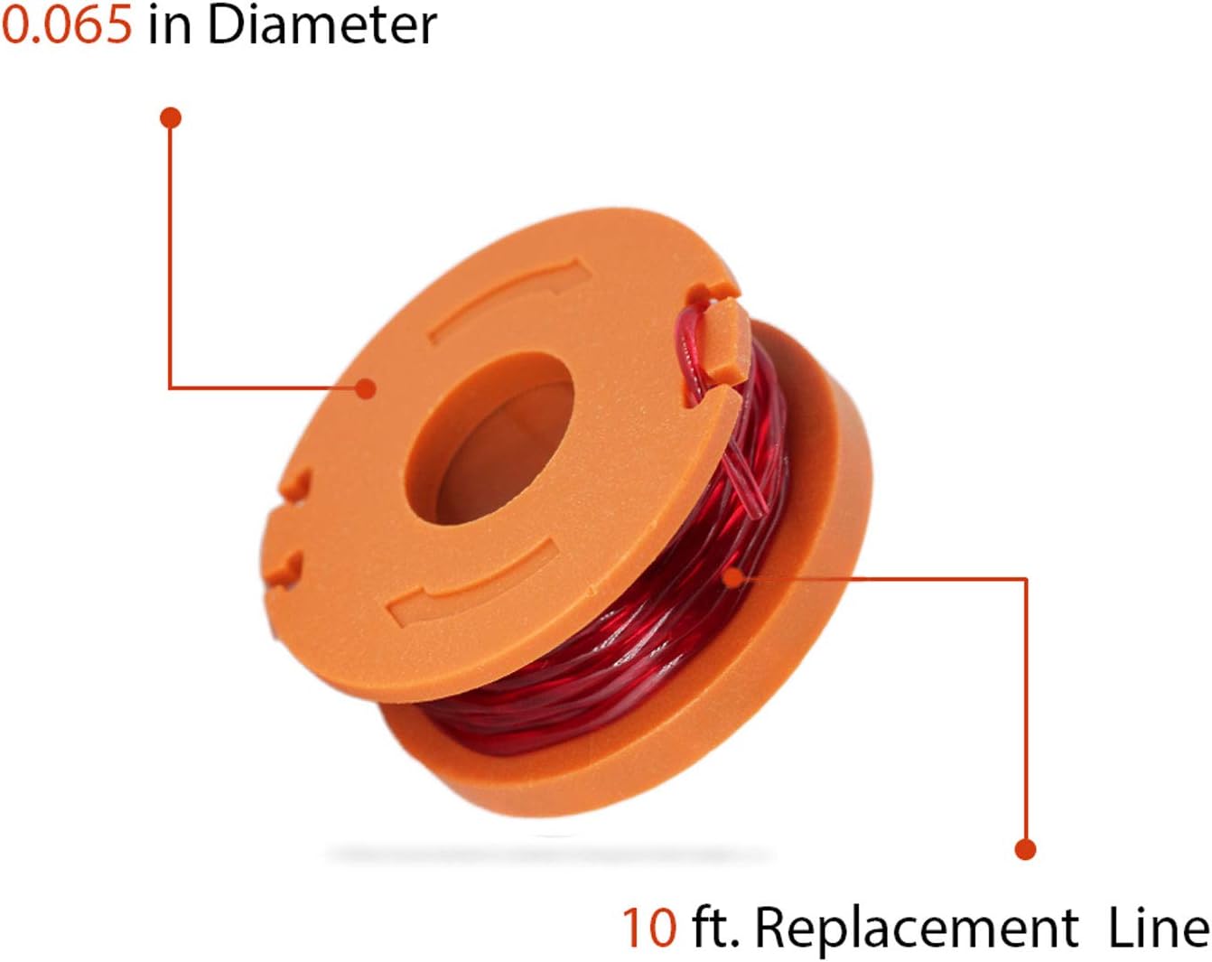 RONGJU 12-Pack Replacement Trimmer Spool Line for Worx WA0010 WG180 WG163 WG175 Electric Trimmer/Edger Weed Eater Line 10ft 0.065 ”+ 2 Pack Spool Cap Covers (12 Spools, 2 Caps) : Garden & Outdoor