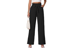 Heymoments Women's Wide Leg Lounge Pants with Pockets Lightweight High Waisted Palazzo Adjustable Tie Knot Flowy Trousers