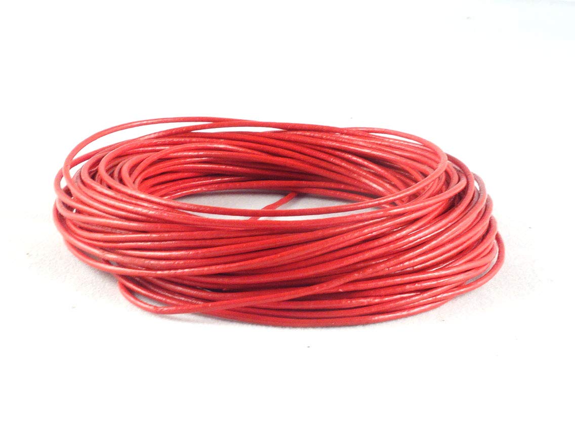Cords Craft 1.0mm Round Genuine Leather Cord for Jewelry Making, DIY Craft, 10 Meters Roll, Red