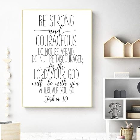 Amazon 聖書の一節ジョシュア1 9の名言アートキャンバスペインティング絵クリスチャンの保育園のサインは強くて勇気あるポスタープリントの装飾 30x40cm フレームなし アートフレーム ポスター オンライン通販