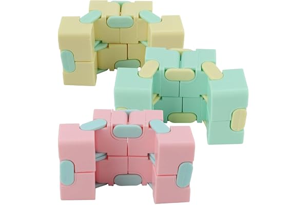 OVAQUIXI Infinity Cube Toy 3 Pack Plastic Matte Fidget Puzzle Cubes Improve Concentration Stress Relief Compact 7.9 X 4 X 2 C