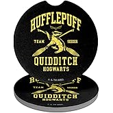 GRAPHICS & MORE Harry Potter Hufflepuff Quidditch Arch Car Coasters, Pack of 2, 2.5" Ceramic Stone, Drink Coaster for Cup Holders with Finger Notch