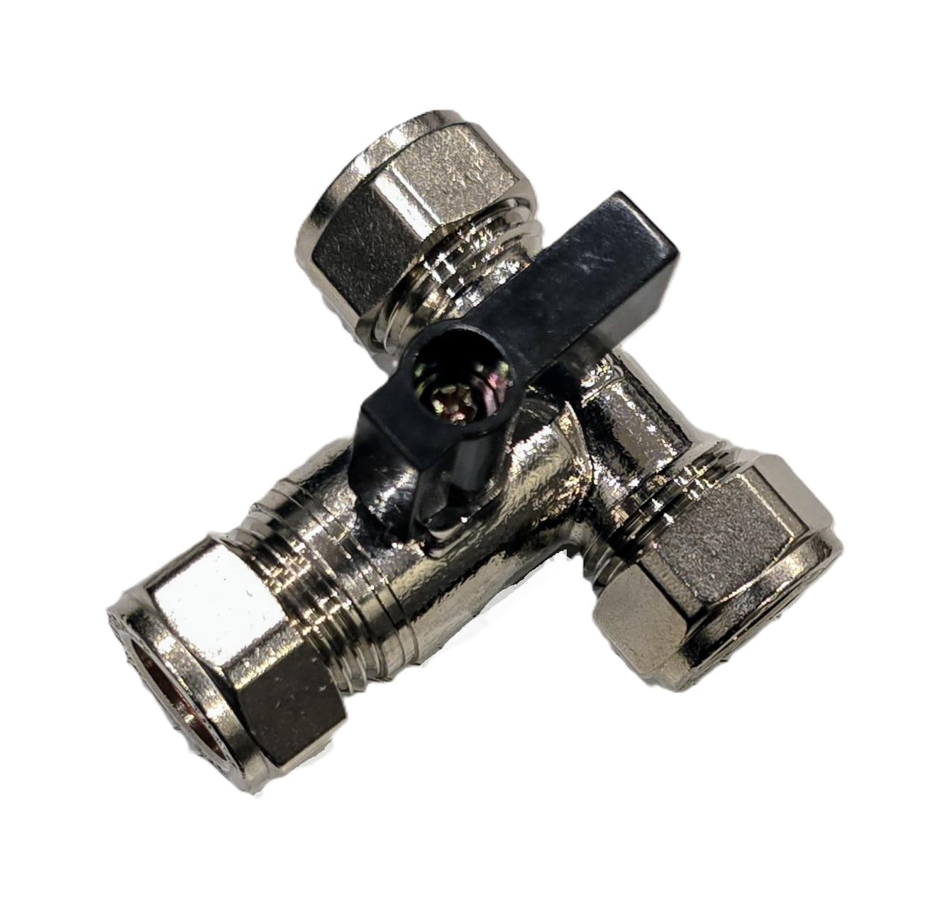 TC Lever Isolating Valve Full Flow 15mm Large Bore Tee Isolation Service Valve Chrome