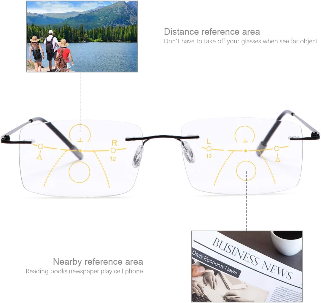 Photochromic Progressive Multifocus Transition Reading Glasses Blue Light Blocking Multifocal Computer Sun Readers Eyeglasses Anti Glare Eye Strain Lightweight UV400 Sunglasses Eyewear for Men Women - Image 4