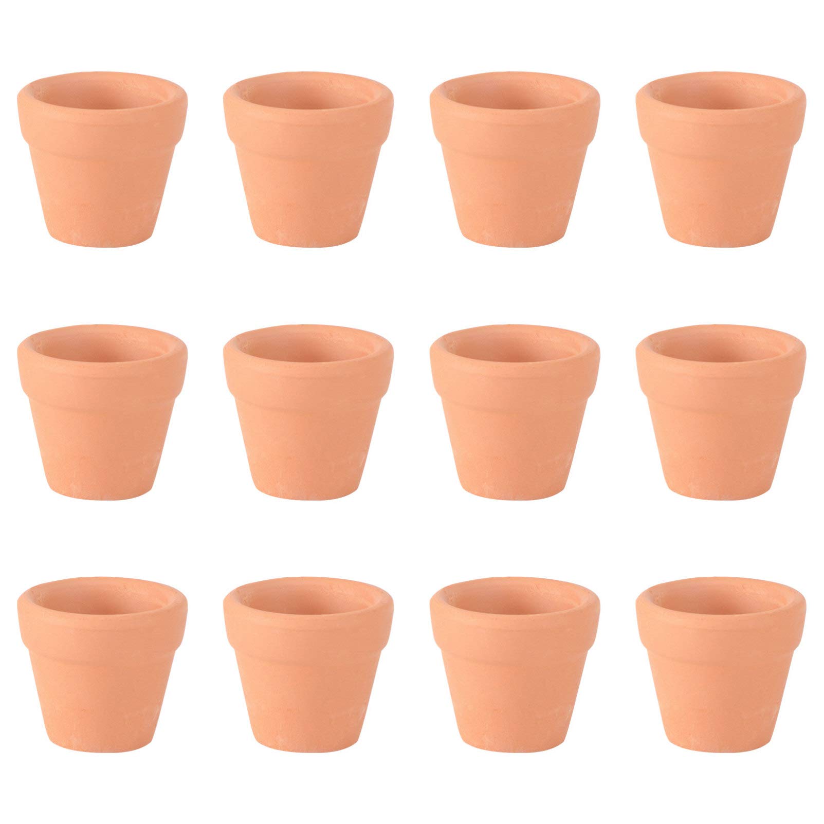 OUNONA Set of 12 mini terracotta pot, clay, ceramic planter, cactus flower pots, succulent ,nursery pots 3 x 3 cm