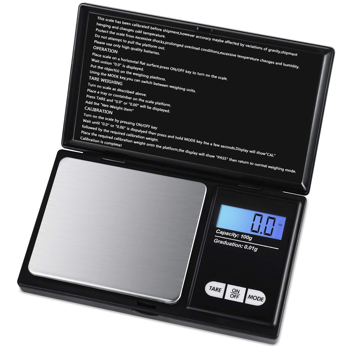 AQwzh Pocket, 100g by 0.01g,Digital Grams, Food, Jewelry Black, Kitchen Scale
