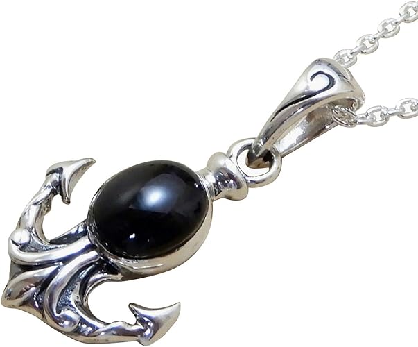 Amazon ヘッドのみ 碇型 オニキスネックレス シルバーペンダント メンズネックレス アンカーネックレス メンズアクセサリー トップのみ 0 ヘッドのみ ネックレス 通販