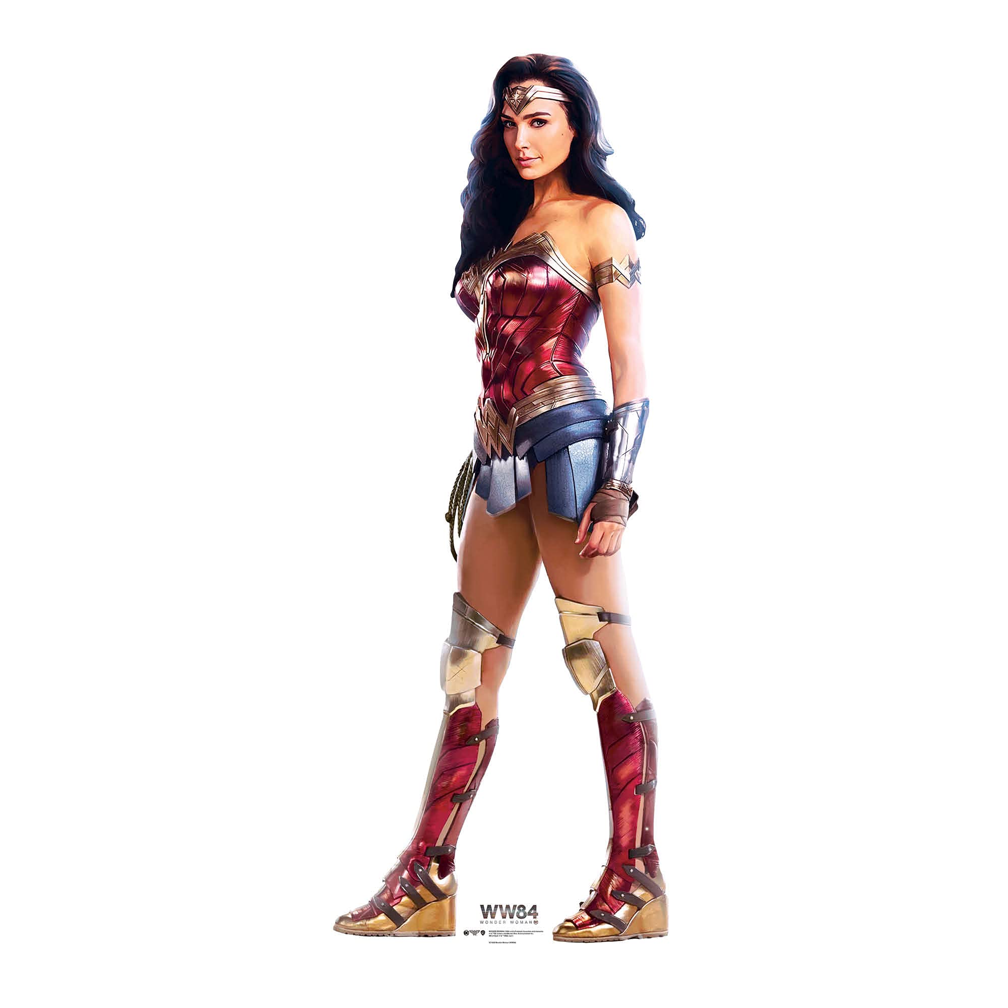 Star Cutouts SC1660 Wonder Woman Action 1984 – Gal Gadot Lifesize Cardboard Cutout with Mini Standee, Hero Costume Display