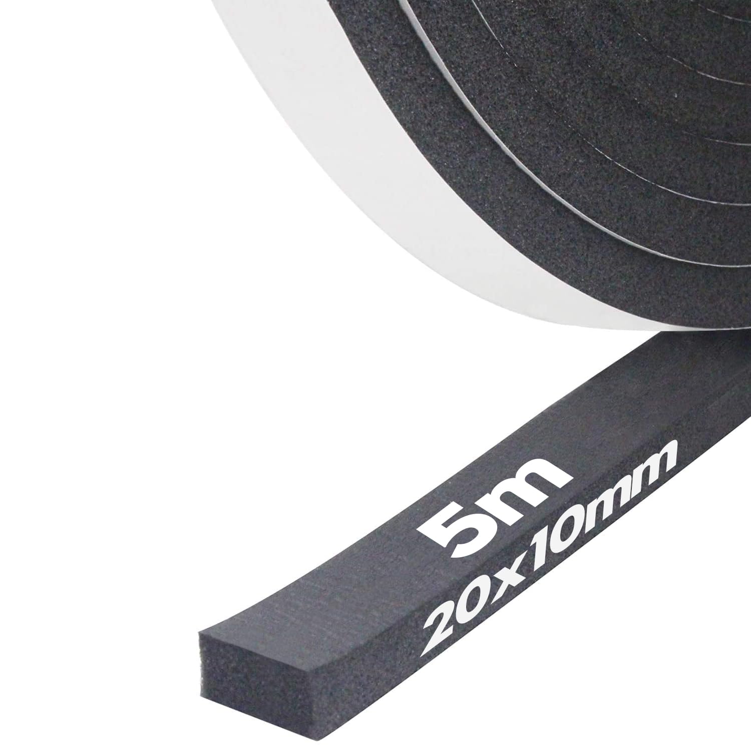 Storystore Foam Insulation Tape, Self Adhesive Foam Strip 20mm(W) x 10mm(T) x 5M(L) Weather Stripping for Doors and Windows, Draught Excluder, Soundproofing, Shockproof, Furniture Protective