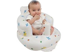 EKEPE Inflatable Baby Chair with Built in Pump for Babies 3 Months & Up, Baby Floor Seats for Sitting Up, Blow Up Baby Seats for Infants - Dinosaur
