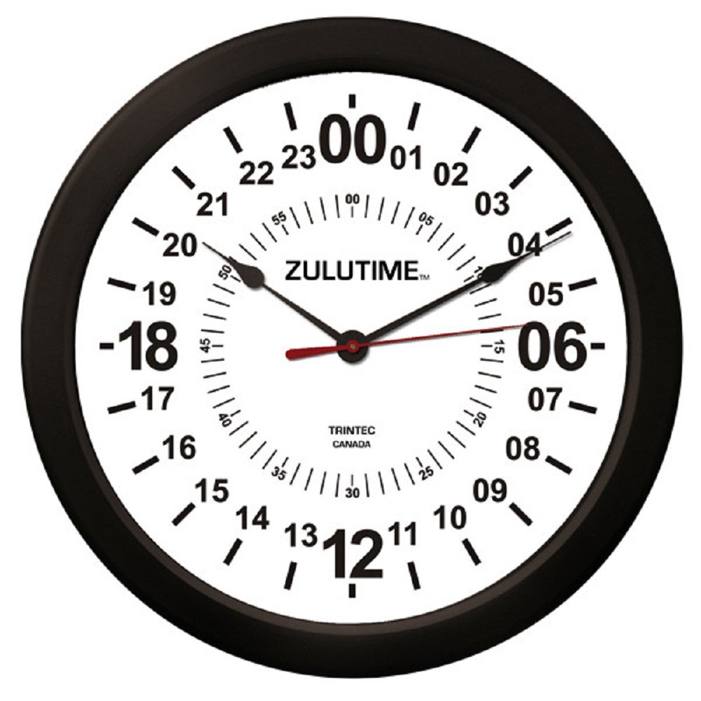Trintec 24 Hour Military Time Zulu Time Wall Clock 14" - ZT24