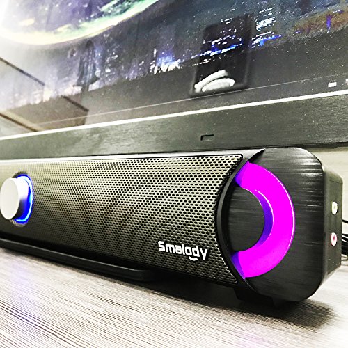 Smalody Led Multimedia Speaker Soundbar HiFi Sound Box Subwoofer Stereo PC Speakers for Laptop Computer PC Desktop Notebook Smartphones (Black) - Thumbnail 7