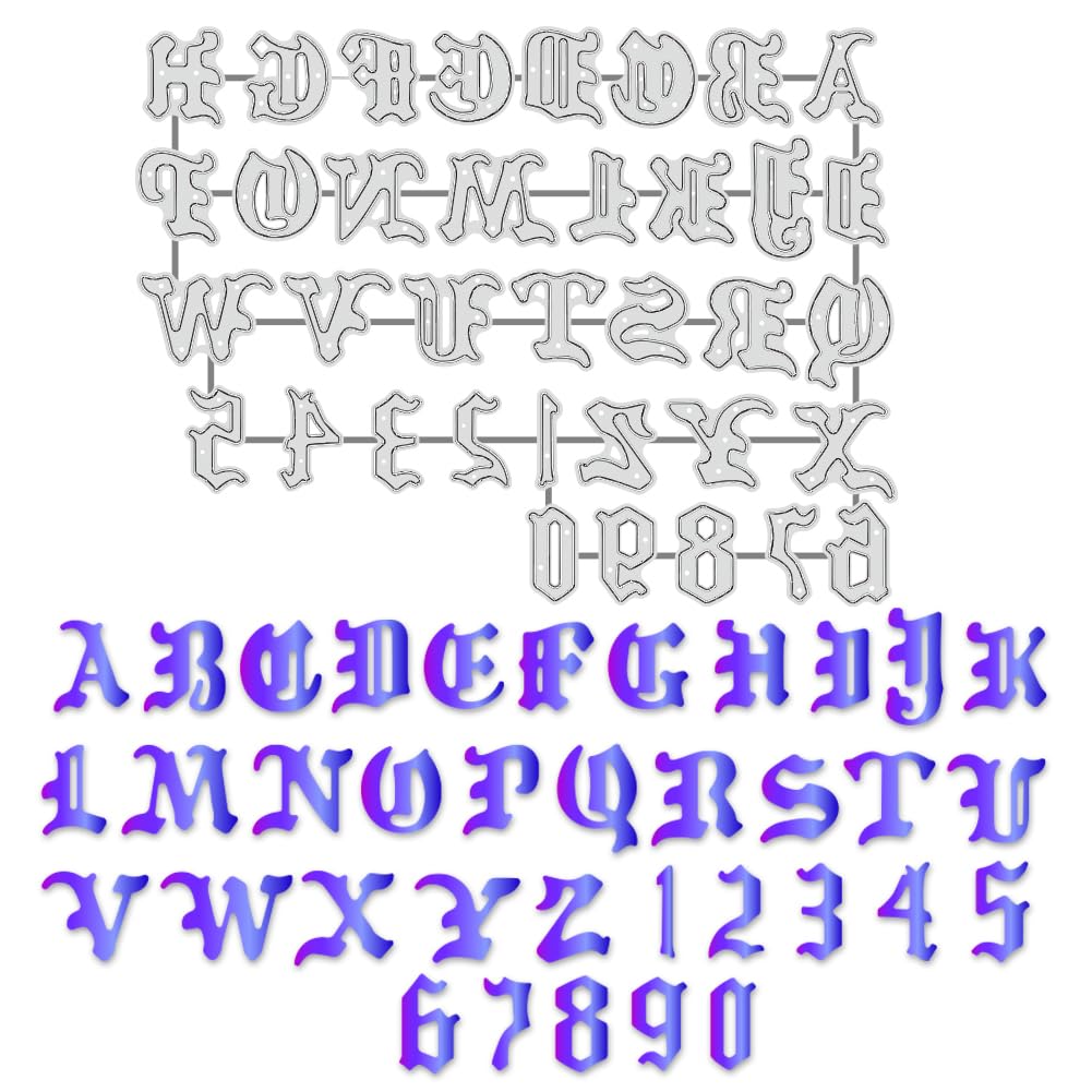 BENECREAT Gothic English Alphabet Carbon Steel Cutting Dies, Vintage Theme Embossing Stencils Template for Journal Making Photo Decorative Paper Scrapbooking, 0.08cm Thick