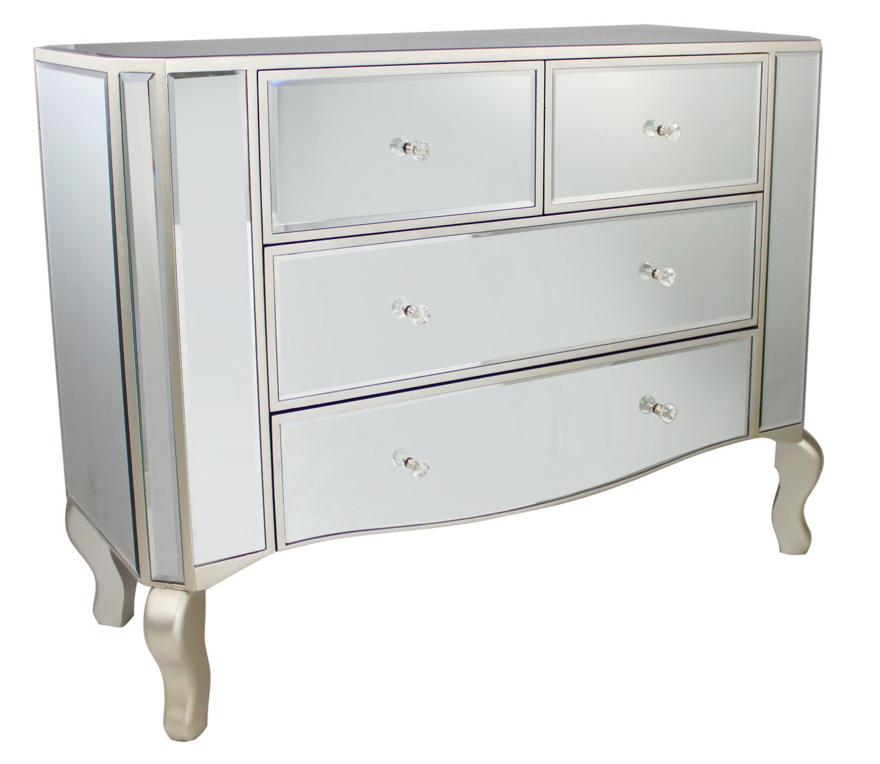 Venice italienischer Stil/Art-Deco-Stil, aus Glas, 4 Schubladen Kommode