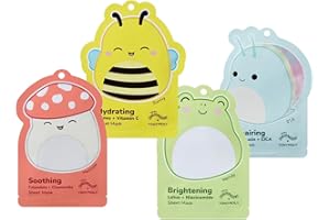 TONYMOLY x Squishmallows Sheet Mask Set – 4-Pack Facial Skincare Variety for Hydrating, Soothing, Repairing, Nourishing, Moisturizing & Glowing Skin