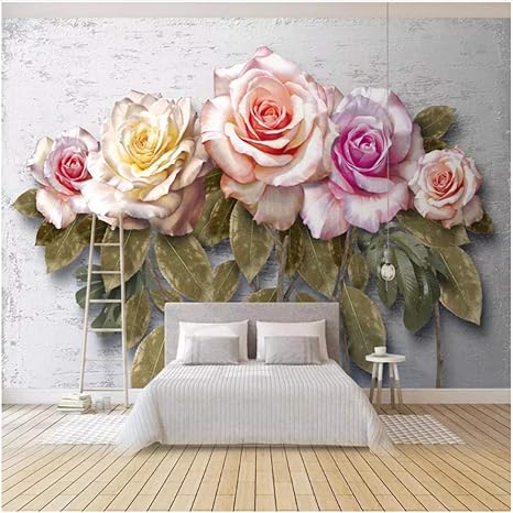 Amazon Lcymt 壁画モダンレトロ花写真壁紙リビングルームウェディングハウス背景壁画 1x100cm 壁紙