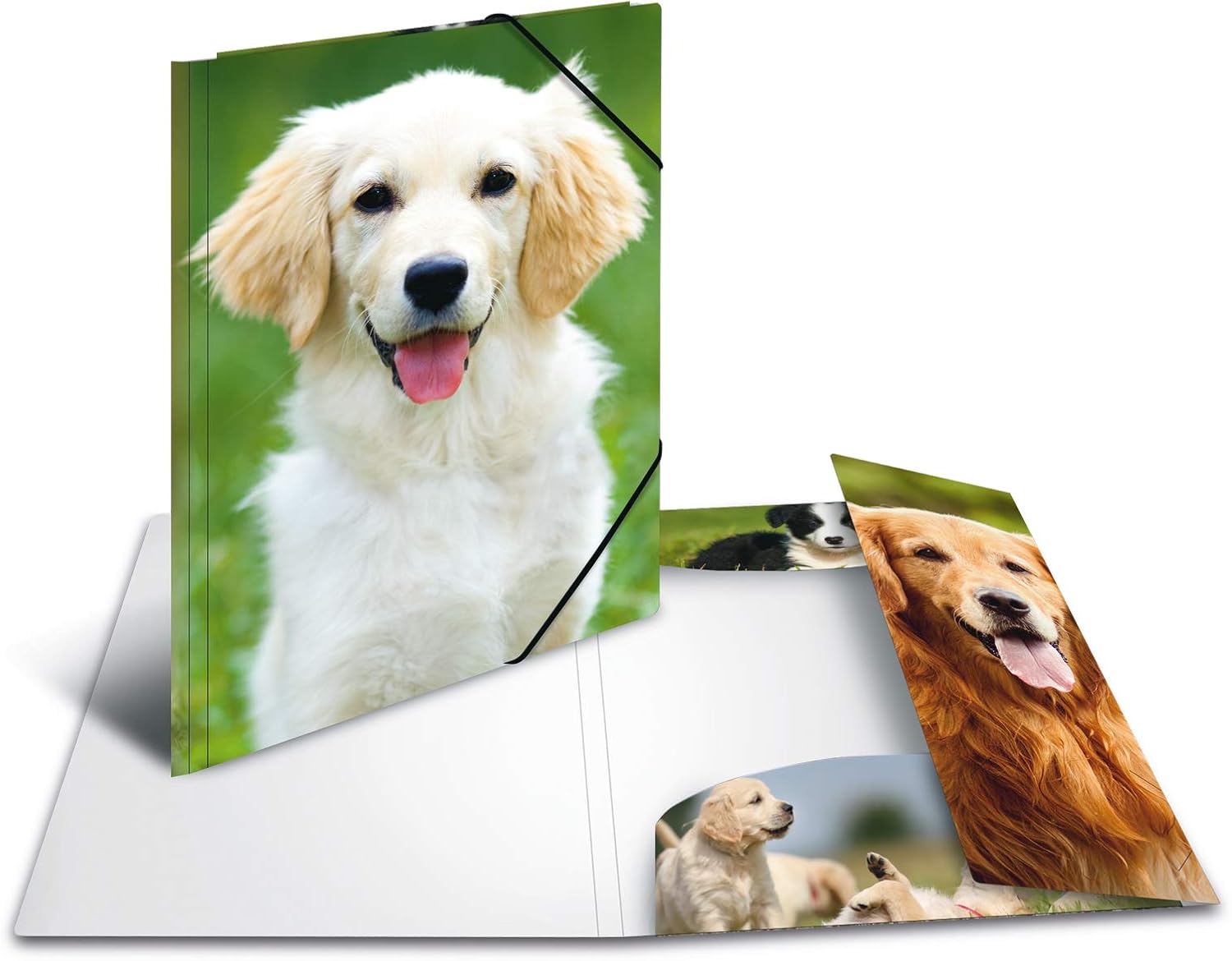 HERMA Elastic Folder Animals with Dogs Motif, A3, Sturdy Plastic, with Inner Print, 1 Span Folder